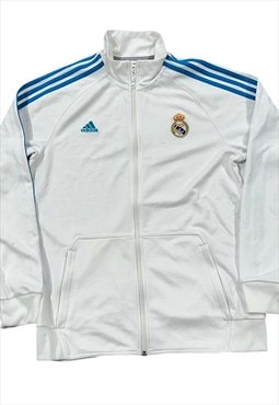 White and blue Adidas Real Madrid track jacket