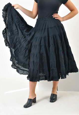 VINTAGE 90'S MAXI FULL SKIRT IN BLACK