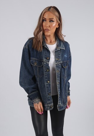 VINTAGE DENIM JACKET LEE OVERSIZED FITTED UK 16 XL (HC3A)