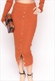 Midi Pencil Skirt in Fine Knit bodycon style in Brown