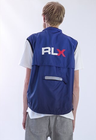 RARE VINTAGE MENS POLO SPORT VEST BIG LOGO RUNNING JACKET