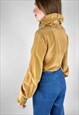 VINTAGE 80'S RUFFLE BLOUSE LONG SLEEVE YELLOW PUSSY BOW