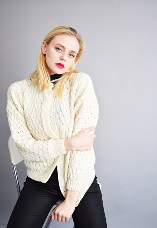 80'S HANDKNITTED MINIMALIST NORMCORE MOM'S CARDIGAN TOP