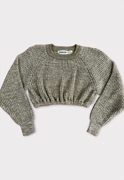 Vintage Reworked Tan Knit Crop Sweater (S-L) 