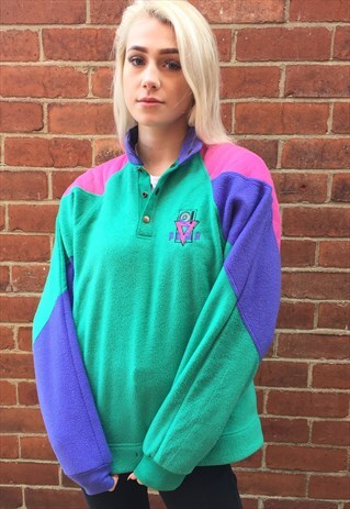 VINTAGE PUMA FLECEE BLOCK COLOUR JUMPER