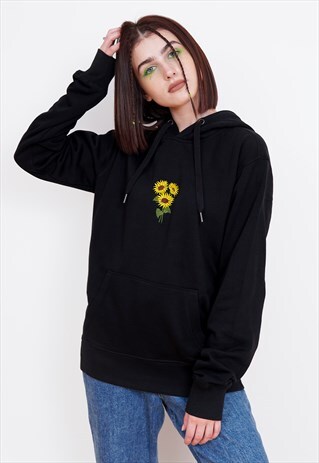 EMBROIDERED HOODIE WITH AESTHETIC SUNFLOWER EMBROIDERY