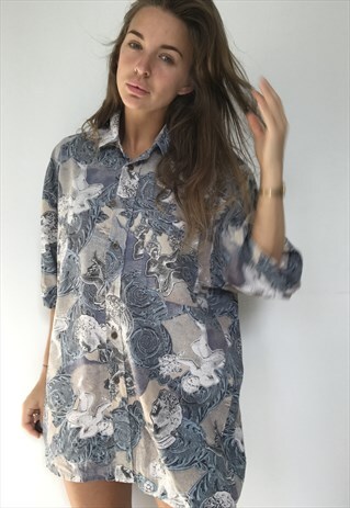 PATTERNED OVERSIZED RETRO VINTAGE UNISEX FESTIVAL SHIRT