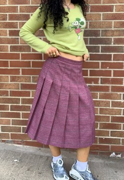 St Michael Pink Chequered Pleated Preppy Skirt