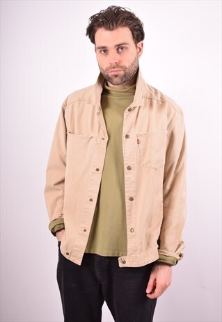 LEVI'S MENS VINTAGE DENIM JACKET XL BEIGE 90S