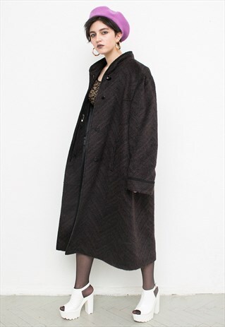 VINTAGE PINSTRIPE ALPACA WOOL COAT