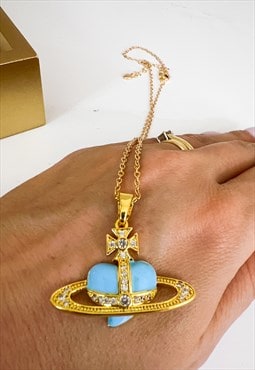 Blue & Gold Orb Necklace 