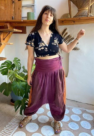 VINTAGE 90'S HIPPIE HAREM WIDE LEG TROUSERS - M