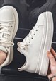 THICK SOLE TRAINERS CHUNKY HIGH TOPS SKATER SHOES WHITE