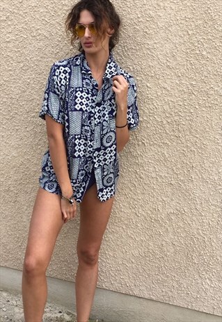 PATTERNED OVERSIZED RETRO VINTAGE UNISEX FESTIVAL SHIRT