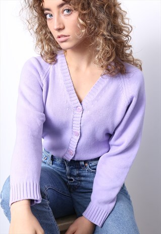 VINTAGE 90S PURPLE KNIT CARDIGAN
