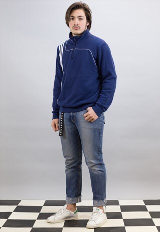 VINTAGE BLUE 1/4 ZIP ADIDAS SWEATSHIRT