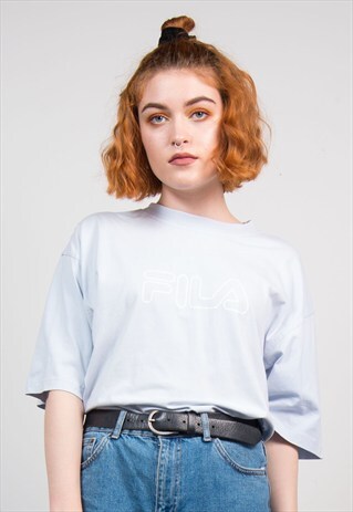 VINTAGE 90'S BABY BLUE FILA T-SHIRT