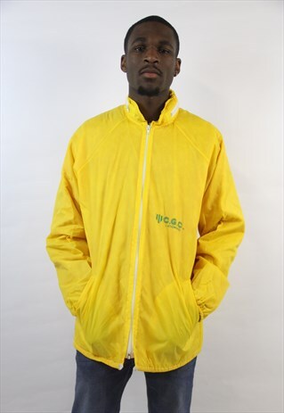 VINTAGE 90'S YELLOW SPORTS SHELL JACKET