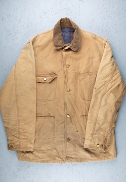 90s Carhartt Sun Faded Beige Lined Chore Jacket - B2323