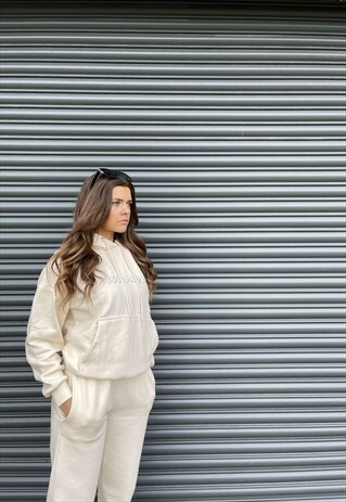 CREAM DIAMANTE HOODIE
