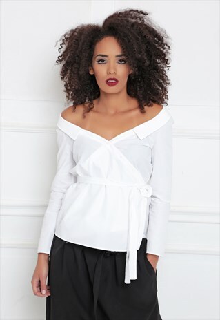 WHITE SHIRT, WOMEN WHITE BLOUSE, OFF SHOULDER TOP, A3028