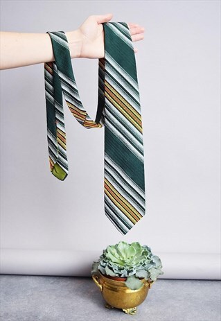 VINTAGE 70'S RETRO MOD STRIPED PATTERN WOVEN TIE