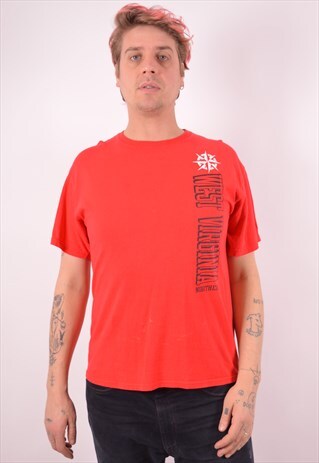 CHAMPION MENS VINTAGE T-SHIRT TOP LARGE RED 90S