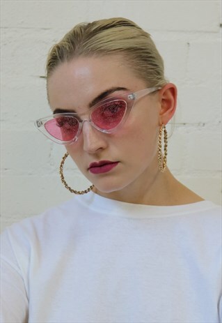 CAT EYE SUNGLASSES WITH GLITTER LENSES