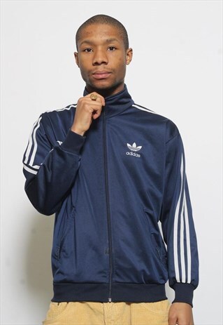 VINTAGE ADIDAS LOGO TRACK JACKET TOP BLUE