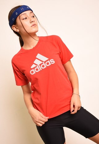 Y2K RETRO ADIDAS ATHLEISURE SPORTS T-SHIRT TEE IN RED