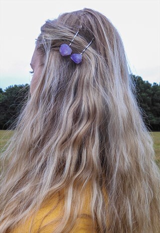 CRYSTAL HAIR CLIP, BOHO HAIR PIN, AMETHYST HAIR SLIDE