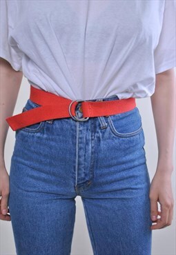 Vintage unisex utility red minimalist cotton belt