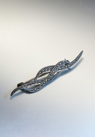 Vintage Silver Brooch 60s 925 Sterling Marcasite Pin