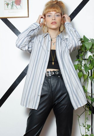90S Y2K CALVIN KLEIN STRIPED ELEGANT CASUAL PLAIN SHIRT