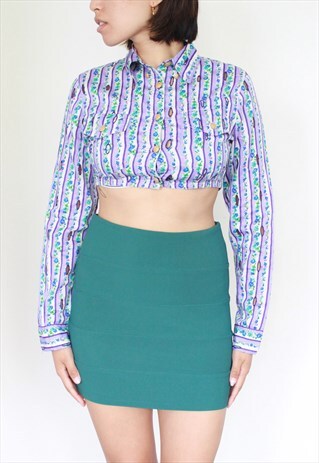 TEAL MINIMAL STRIPPED HIGH WAIST SKIRT