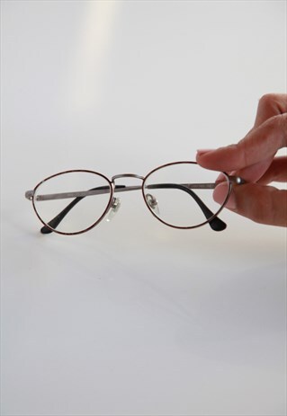 VINTAGE SILVER FRAME, BROWN PATTERN, OVAL LENSES