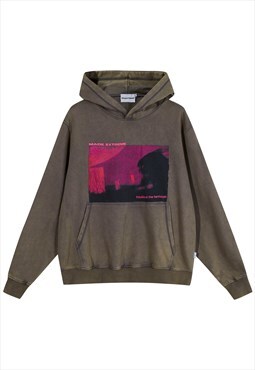 Horror house hoodie creepy print pullover Gothic jumper 