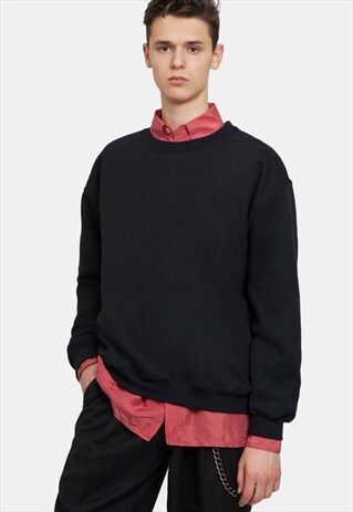 VINTAGE BLACK CREW NECK PULLOVER SWEATSHIRT
