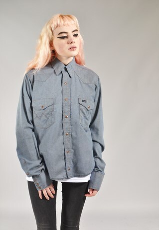 VINTAGE WRANGLER GREY DENIM SHIRT