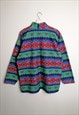 90'S RETRO FLEECE CRAZY PRINT WINTER SWEATER HIGH NECK