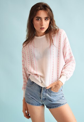 90'S RETRO KNIT NEUTRAL FESTIVAL OVERSIZED MOMS JUMPER TOP