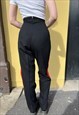 VINTAGE BLACK HEAVY WOOL TROUSERS WITH RED STRIPE