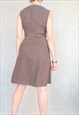 VINTAGE BROWN SLEEVELESS LINEN DRESS, SMALL SIZE, Y2K SUMMER
