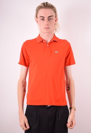 LACOSTE MENS VINTAGE POLO SHIRT LARGE ORANGE 90S