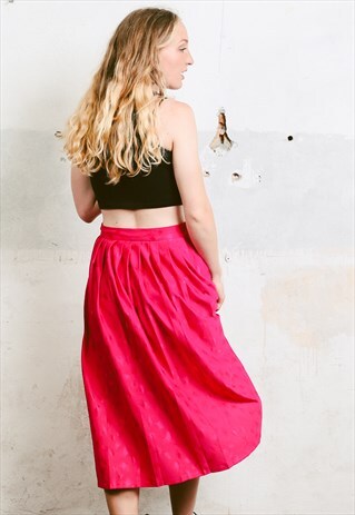 VINTAGE 90S PINK MIDI PLEATED SKIRT