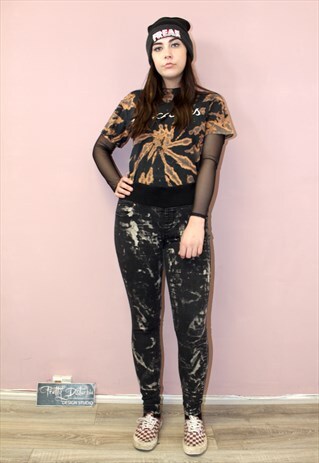 90s ultra high rise acid wash straight jeans