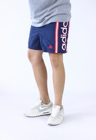 VINTAGE MENS ADIDAS ORIGINALS BIG LOGO SWIM BEACH SHORTS