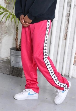 VINTAGE CHAMPION TAPE LOGO TRACK BOTTOMS RED