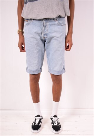 WRANGLER MENS VINTAGE DENIM SHORTS W34 BLUE 90S