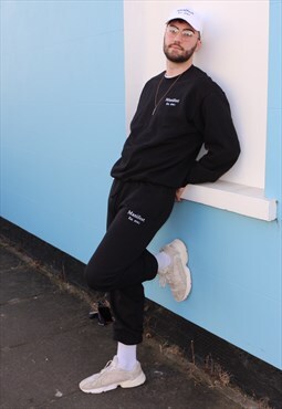 Black Embroidered Joggers